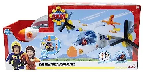 Produktbild: Feuerwehrmann Sam Rettungsflugzeug Fire Swift (42 cm) - großes Spielzeug Flugzeug mit Kipprotor, Figur, Pferd & vielen Funktionen, inkl. Licht & Sound - für Kinder ab 3 Jahre
