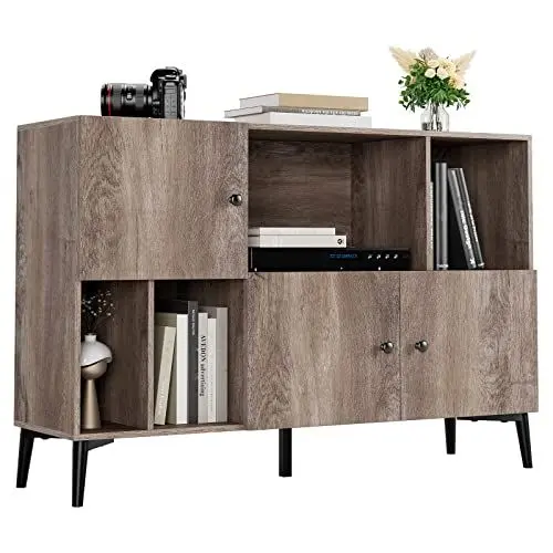 Produktbild: fevarbord Buffetschrank Sideboard mit Türen Küchenschrank Küchekommode Holz Beistellschrank 108 x 72 x 30 cm Grau