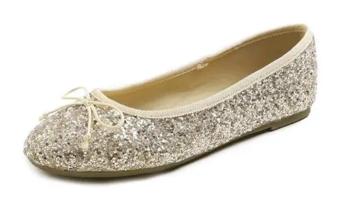Produktbild: Feversole Damen Klassische Ballerinas Profilsohle Glänzende Paillette Flach,Ballerinas Damen Elegant Helles Gold 39