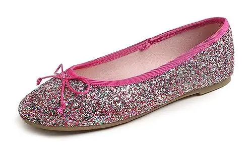 Produktbild: Feversole Damen Klassische Ballerinas Profilsohle Glänzende Paillette Flach,Ballerinas Damen Elegant Mutli Fuchsia 38