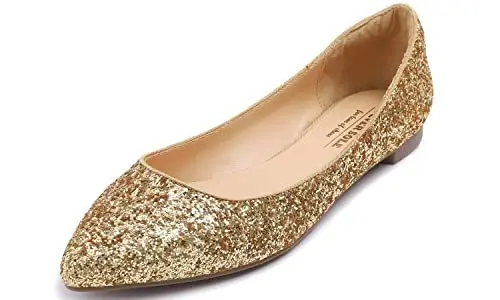 Produktbild: Feversole Damen Klassische Ballerinas Profilsohle Glänzende Paillette Flach Punkt Punkt glänzend Gold 40