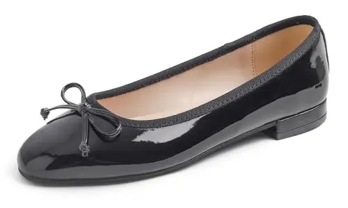 Produktbild: Feversole Damen Weiches Kissen Extra Gepolstert Komfort Quadratischer Kleid Schuhe Low Chunky Heels Arbeit Pumpen Schwarzes Veganes Lackleder 41 EU