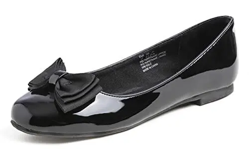 Produktbild: Feversole Damenmode, runder Zehenbereich, Ballett, flach, Elastische，Süße Schleife