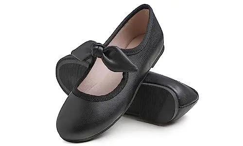 Produktbild: Feversole Girls Cute Dress, Mädchen süßes Kleid Mary Jane Schuhe weiche Party Urlaub Ballerinas Runde Spitze Stretchy,Synthetik elastisch flach Niedliche Schleife Größe 35 EU