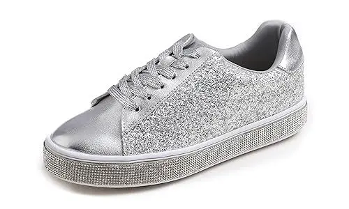 Produktbild: Feversole Mode Funkeln Plattform Strass Party Urlaub Hochzeit Turnschuhe EIS Silber 39