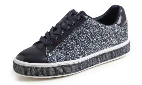 Produktbild: Feversole Mode Funkeln Plattform Strass Party Urlaub Hochzeit Turnschuhe Eisnachtblau Glitter 37