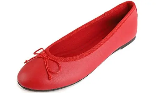 Produktbild: Feversole Napa Round Ballerina, Damen Klasssische Ballerinas Matt Balerinaschuhe Flach Damenschuhe Matt Rot 37 EU