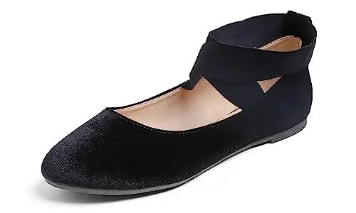 Produktbild: Feversole Suede Elestic Flat, Runde Spitze Stretchy Damen Ballerinas,Samt Elastisch Flach 39 EU