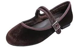 Produktbild: Feversole Velvet Mary Jane Halbschuhe,Flach Freizeit Tanzschuhe Braun Samt EU 40