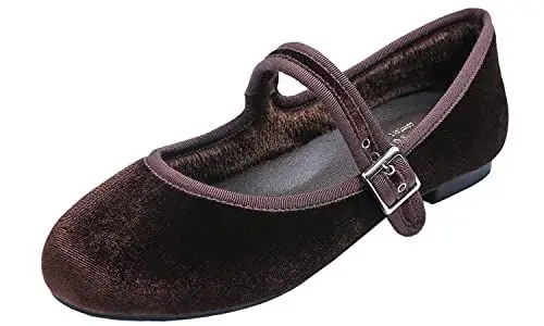 Produktbild: Feversole Velvet Mary Jane Halbschuhe,Flach Freizeit Tanzschuhe Braun Samt EU 40