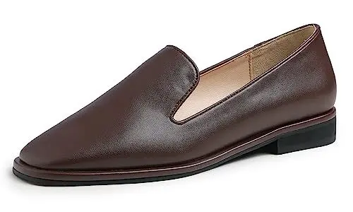Produktbild: Feversole Women's Casual Comfy Trim Loafer Flat,Klassisch Mokassin Penny Loafer Damen Slipper Anzugschuhe Schuhe Plain Welt Bronze veganes Leder 39 EU