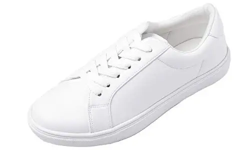 Produktbild: Feversole Women's Featured PU Leather Lace-Up Sneaker,Damen Sneaker Atmungsaktiv Turnschuhe Leicht Laufschuhe Sportschuhe Freizeitschuhe Klassisch weiß EU40