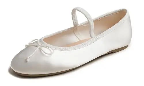 Produktbild: Feversole Women's Soft Breathable Mary Jane Memory Jane Halbschuhe,Flach Freizeit Tanzschuhe,Ivroy Seide Elastisch 39