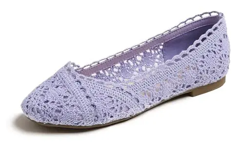 Produktbild: Feversole, runde Spitze, Ballerinas, Häkelschuhe, flach, bequem, atmungsaktiv, Mintgrün (Mintgrüne Spitze), 39 EU