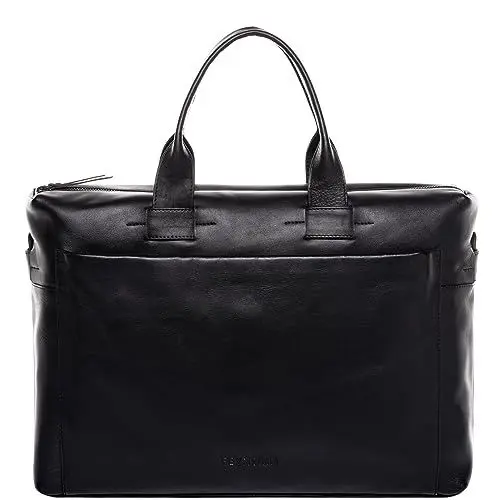 Produktbild: FEYNSINN große Laptoptasche echt Leder - 15.4 Zoll Laptop Business-Tasche Troy - Umhängetasche Aktentasche mit Laptop-Fach - Ledertasche Herren und Damen schwarz handgefertigt