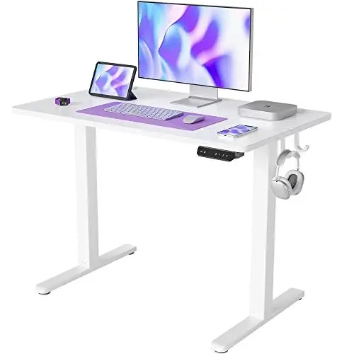 Produktbild: FEZIBO Schreibtisch Höhenverstellbar Elektrisch, 100 x 60 cm Computer Stehschreibtisch mit Memory-Steuerung und Anti-Kollisions Technologie, Mobiler Steh-Sitz-Schreibtisch Ergonomic Weiß Oberfläche