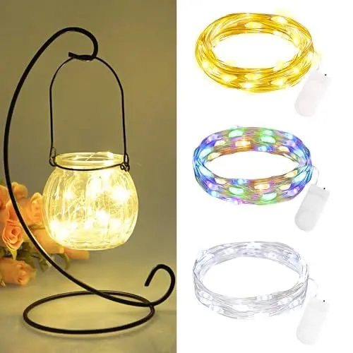 Produktbild: FFZZKJ Mini Lichterkette mit Batterie 3 Stück 2M 20 LED Lichterkette außen Batteriebetriebe Wasserdichte Lichterkette Innen für Zimmer, Home Deko, Geschenk Deko, Hochzeit Weihnachten Party, Gemischt