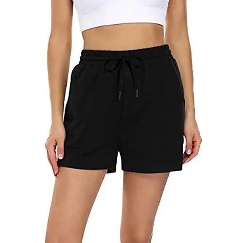 Produktbild: FGFD&OU Shorts Damen Baumwolle Kurz Hosen Jogginghose Kurze Sporthose Sommerhose Sweathose Atmungsaktive Laufshorts Trainingshose zum Fitness Running Gym Basketball Yoga für Sommer (Schwarz, 3XL)