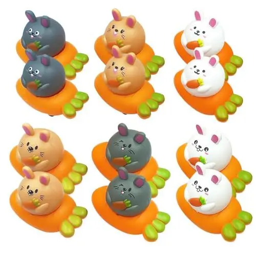 Produktbild: FGJCJ Aufziehbare Hasen, Ostern Uhrwerk Spielzeug, 12+12 Stück Aufziehbare Hasen Mit Karotte, Uhrwerkspielzeug für Kinder Ostern, Ostergeschenke für Kinder Aufziehauto Zu Ostern Kinder Ab 3 4 5 6 Jahr