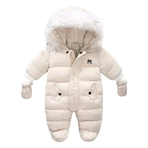 Produktbild: Generisch Baby Pullover Mantel Winter Dicker Warmer Kapuzenmantel Jacken Overall Schneeanzug Spielanzug Strampler Schneeabnutzung Protest Mädchen (Beige, 9-12 Months)
