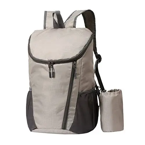 Produktbild: FGUUTYM Benutzerdefinierte Außentasche wasserdicht faltbare leichte im Freien tragbarer fester Sportrucksack zum Wandern und Reisen Rucksäcke Herren Militär (Grey, One Size)