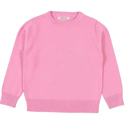 Produktbild: FGUUTYM Kleinkind Kinder Mädchen Einfarbig Basic Pullover Strickpullover Mädchen Pullover Baumwollpullover Strick Candy Base Layer Baby Birthday Outfit Boy 1 (Pink, 3-4Years)