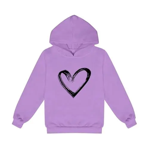 Produktbild: FGUUTYM Kleinkind Kinder Mädchen Sweatshirt Fleece Pullover Hoodies Niedliche Bedruckte Kapuzenpullover Weißes T Shirt Mädchen 152 (Purple, 3-4 Years)