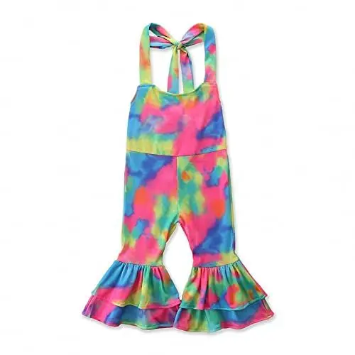 Produktbild: OBiQuzz Mode Kind Mädchen Halfter Overall Tie Dye Weiche Baumwolle Flare Bottoms Bodysuit für das tägliche Leben Baby 74 Junge (A, 3-4Years)
