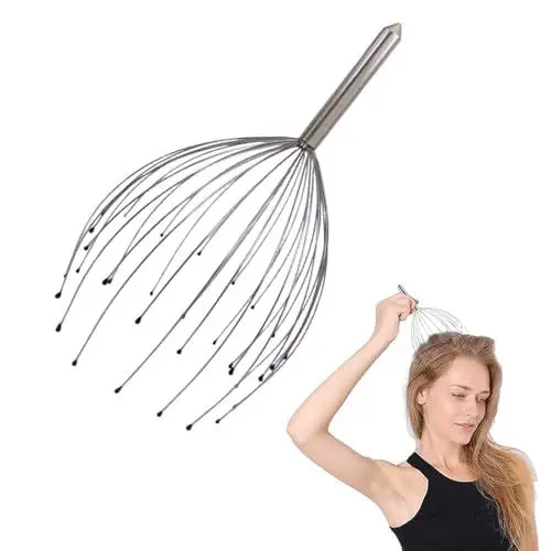 Produktbild: Fhioevt Kopfmassagegerät Kopfmassage Spinne Wellness Metall Kopfhaut Massagebürste Edelstahl Kopfkrauler mit 24 Massagefingern Kopfmassage