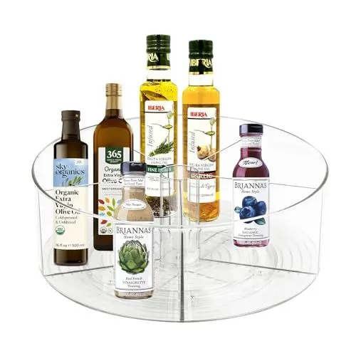 Produktbild: FHMIDIC 360° Drehteller Organizer, Küchen Kühlschrank Organizer, Transparent Kühlschrank Drehplatte Gewürzhalter, Drehbarer Organizer für Küche Speisekammer Schrank Schminktisch (29.2cm Durchmesser)