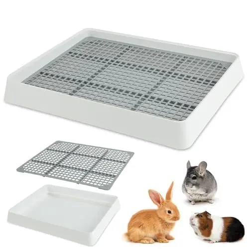 Produktbild: FHTONGE Meerschweinchen Toilette Große, Kunststoff Zwergkaninchen Toilette mit Dach Meerschweinchenklo zum Trainieren, Toiletten für Meerschweinchen Kaninchen Chinchilla Hasen