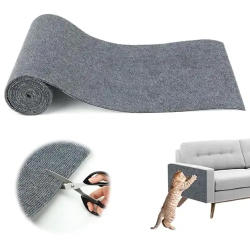 Produktbild: FHTONGE Selbstklebende Kratzmatte Katze, 200×40cm DIY Kratzteppich Katze Trimmbar Katzen Kratzbrett Wand für Kratzschutz Sofa Tür MöBel(Grau)