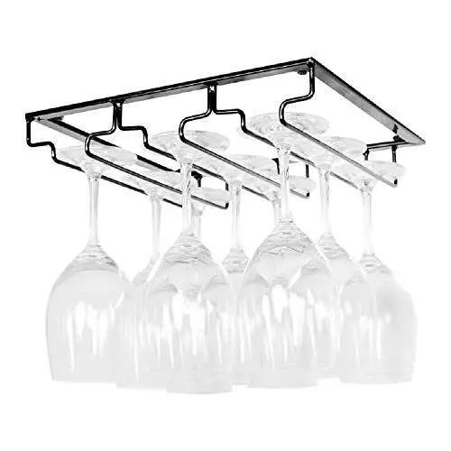 Produktbild: FIAMER Unter-Schrank Weinglashalter, Metall Gläserhalterung für Stielgläser, Hängender Weinglasregal für Küche, Bar und Restaurant (Black, 3 Rows 1 Pack)