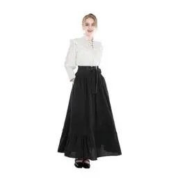 Produktbild: Fiamll Viktorianisches Kleid Damen Renaissance Kostüm mit Edwardianischer Bluse und Vintage Rock Ballkleid Schwarz L