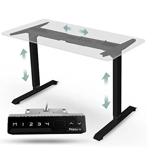 Produktbild: Fianu®️ Höhenverstellbarer Schreibtisch elektrisch Gestell TÜV GS geprüft für Stehschreibtisch 2 Motoren mit Anti-Kollisionsschutz 4 Speicherplätze bis 100kg Tragkraft (Black)