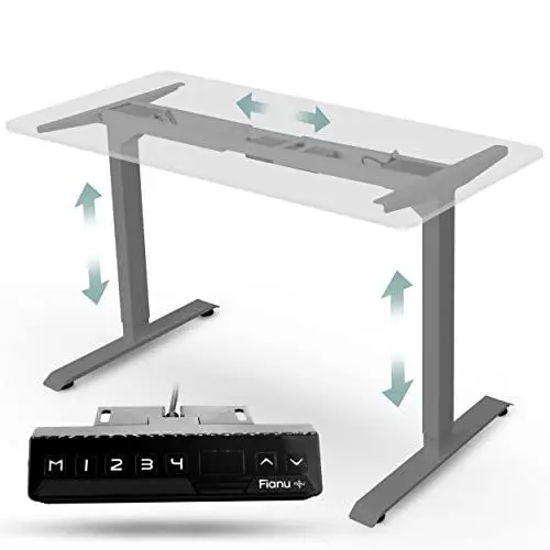 Produktbild: Fianu®️ Höhenverstellbarer Schreibtisch elektrisch Gestell TÜV GS geprüft für Stehschreibtisch 2 Motoren mit Anti-Kollisionsschutz 4 Speicherplätze bis 100kg Tragkraft (Gray)