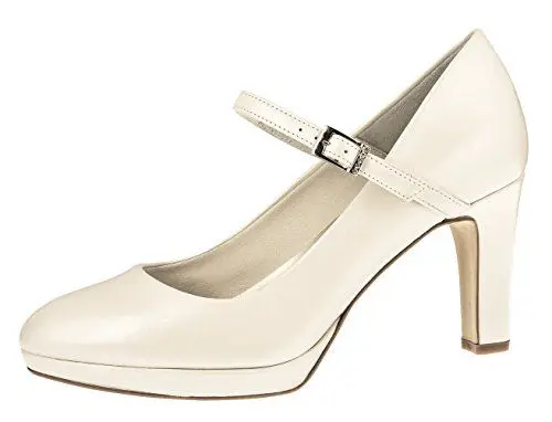 Produktbild: Fiarucci Brautschuhe Ingrid - Pumps, Plateau, Riemchen, Ivory/Creme, Leder - Tanzschuhe, Hochzeitsschuhe, High Heels, Blockabsatz (38 EU, Perle)