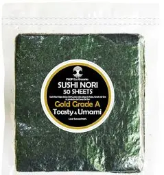 Produktbild: Koreanisches Sushi Nori-Algen | Kleiner Familienbauernhof | 50 Blatt 125g | Laborgetestet | Bestnote | Wiederverschließbar | Europäisches Familienunternehmen