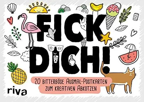 Produktbild: FICK DICH! – 20 bitterböse Ausmal-Postkarten zum kreativen Abkotzen: Lustige Motive und freche Sprüche zum Selbstgestalten und Verschicken. Das perfekte Geschenk für zwischendurch