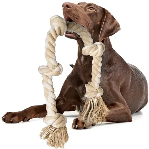 Produktbild: Fida Hundespielzeug aus Seil für aggressive Kauer, interaktives, robustes Hundespielzeug für mittelgroße und große Hunde, robustes gedrehtes Seilspielzeug mit 5 Knoten