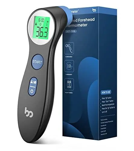 Produktbild: Fieberthermometer für Babys, Kinder und Erwachsene, kontaktloses Stirnthermometer Infrarot Thermometer mit sofortiger genauer Ablesung, Fieberalarm, schwarz