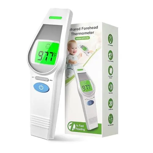 Produktbild: Fieberthermometer für Kinder Erwachsene,HOLFENRY Fieberthermometer Kontaktlos infrarot-thermometer mit LCD Display,Digital Fieberthermometer baby Stirnthermometer messen Körper Lebensmittel und Umwelt