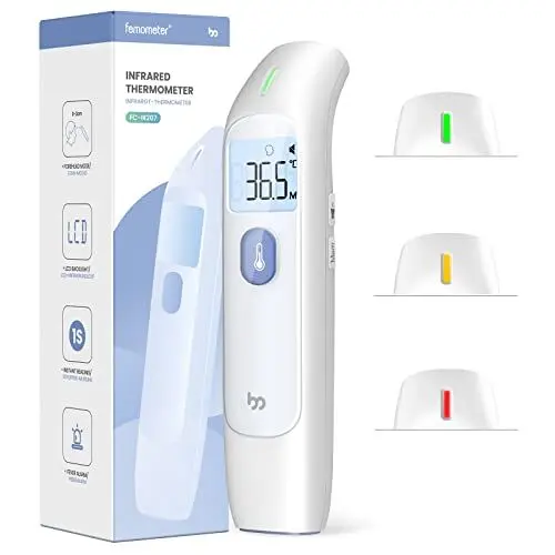 Produktbild: Fieberthermometer kontaktlos für Erwachsene Kinder Baby, digitales Stirnthermometer temperaturmessgerät, genaues schnelles Ablesen, Fieberalarm, Speicherabruf mit genauer Zeit, weiß