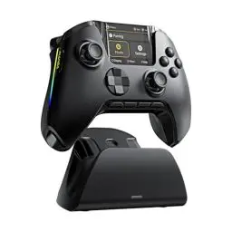 Produktbild: FIEHDUW Kein Drift ManbaOne Interaktiver Bildschirm Gaming Controller für PC/Switch/iOS/Android, 1800mAh Hall-Effekt-Controller mit LED, Mapping-Tasten, Ladestation (Schwarz)