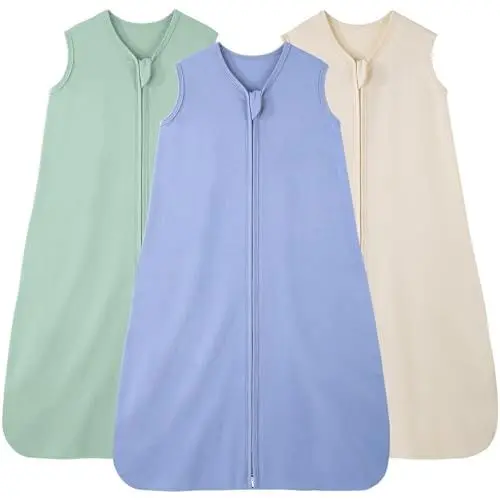 Produktbild: FIEMOL Baby Schlafsack 6-12 Monate 0.5 Tog Baby Wearable Blankets Baumwolle, 3 Pack Sommer atmungsaktiv Schlafsack für Neugeborene Kleinkind 66-76cm Aprikose