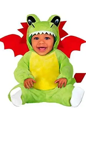 Produktbild: FIESTAS GUIRCA | Drache Baby Kostüm (12-18 Monate) - Overall, Kapuze, Flügel und Schwanz - Tierkostüme für Halloween, Karneval und Kostümpartys - Ideal für Unisex-Babys - Grün und Rot