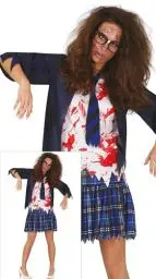 Produktbild: FIESTAS GUIRCA Zombie Schulmädchen Blaue Schuluniform - Damen Kostüm Größe L 42 – 44 Für Karneval/Fasching, Halloween, Themen Partys