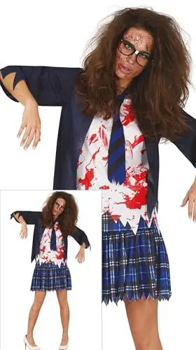 Produktbild: FIESTAS GUIRCA Zombie Schulmädchen Blaue Schuluniform - Damen Kostüm Größe L 42 – 44 Für Karneval/Fasching, Halloween, Themen Partys
