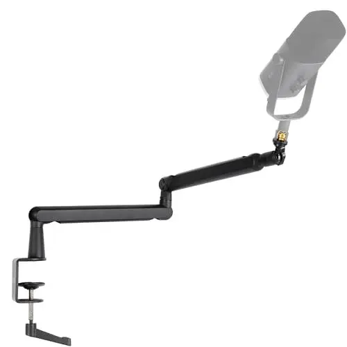 Produktbild: FIFINE Mikrofon Arm, flach einstellbarer Stangen Mikrofon Ständer mit Mikrofonclip, Schraubenadapter, Kabelmanagement, für Podcast, Streaming, Gaming, Studio