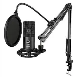 Produktbild: FIFINE Streaming Mikrofon PC mit Arm, USB Mikrofon PS4 PS5 MAC, Popfilter, Shock Mount, für Gaming Podcast Studio